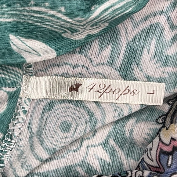 LARGE 42 POPS BLUE BOHO RUFFLE SLEEVELESS STRETCH BLOUSE TOP PAISLEY - Picture 10 of 11